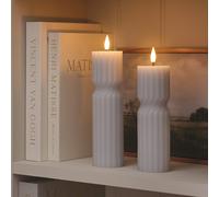 Duo de Bougies LED TruGlow® Gris Torsadées avec Télécommande