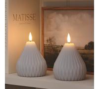 Duo de Bougies LED TruGlow® Grises au Design Géométrique