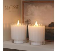 Duo de Bougies LED TruGlow®, Photophores en Verre Strié avec Télécommande