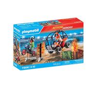Playmobil Jouet Action Heroes 71808 Duo de cascadeurs avec quad et moto Multicolore