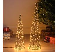 Duo de Cônes Lumineux en Fil Métallique de 80 cm et 60 cm