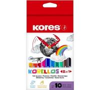 Kores - Korellos 2en1 : 10 Feutres de Couleur Double-Face pour Enfants et Adultes, Pointe Fine et Conique, Lavable et Durable, Fournitures Scolaires, Paquet de 10 Couleurs Assorties