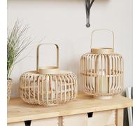 Duo de Lanternes en Bambou avec Bougies TruGlow®