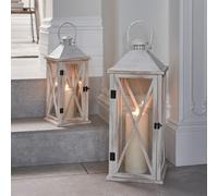 Duo de Lanternes Folkestone en Bois avec Bougies TruGlow®