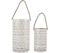 Duo de Lanternes Métal Ajouré Blanc et Or - SARAH - ALTOBUY Blanc G