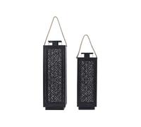 Duo de Lanternes Métal Ajouré Noir -