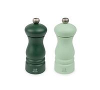 Duo de moulins à poivre et à sel Clermont Bois de hêtre Vert mousse Vert menthe 13 cm