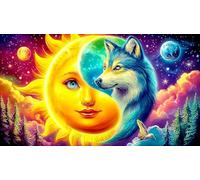 Duo de Poissons fantastiques sous la Lune Puzzle pour Adultes: 1000 Pièces en Carton Recyclé pour la Décoration 38x26cm/1000pcs