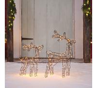 Duo de Rennes Lumineux en Fil de Fer avec Micro LED