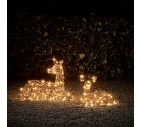 Duo de Rennes Lumineux en Rotin Studley Biche et Faon Couchés, pour Exterieur, Interieur