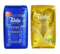Duo de riz TILDA : Riz Basmati Long Pure Original 1kg + Riz Parfumé au Jasmin 1kg - Sans gluten