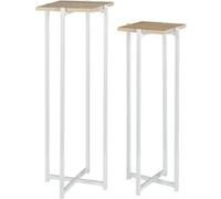 AltoBuy MOX - Duo de Sellettes Gigognes Industrielles Aspect Bois et Métal Blanc