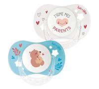 Duo de sucettes anatomiques J’aime mes parents & Petit Ours 0-6 mois