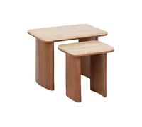 - Duo de tables à café en acacia et travertin JIVAN - Marron - JIVAN