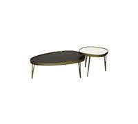 Duo de Tables Basses Bronze et Céramique Marbrée - PARRA -