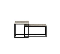 - Duo de tables basses encastrables effet travertin - Beige et noir