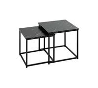 - Duo de tables d'appoint effet marbre - Noir