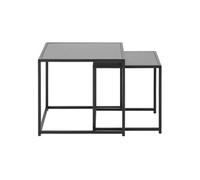 Toilinux - Duo de tables d'appoint encastrables en MDF et métal - Noir - Sireine Noir G