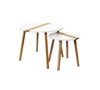 Toilinux - Duo de tables gigogne Relief - Blanc et bois Blanc