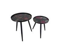 - Duo de tables gigogne Olga - Noir et fleuri