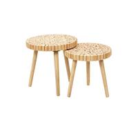 - Duo de tables gigognes en MDF effet rondins de bois - Diam 40 cm x H. 40 cm et Diam. 35 cm x H. 35 cm