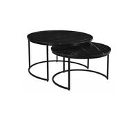 Duo de Tables Gigognes Marbre et Piètement Noir - MARVA -