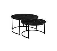Duo de Tables Gigognes Marbre et Piètement Noir - MARVA -
