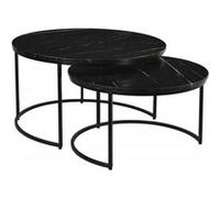 Duo de Tables Gigognes Marbre et Piètement Noir - MARVA - ALTOBUY Noir G
