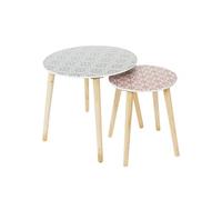 - Duo de Tables gigognes Patio rondes - Rouge, Noir et Blanc - Patio