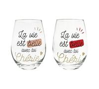 Duo de Verres la Vie est Belle avec Toi - Cadeau St-Valentin