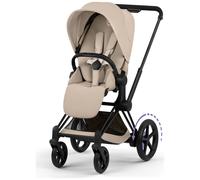 Duo e-PRIAM 2026 Poussette électrique tout-terrain avec nacelle pliable Matt Black Cozy Beige