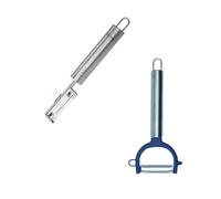 Duo Eplucheur à légumes pendule 19 cm et rasoir à légumes inox et plastique 17 cm Fackelmann