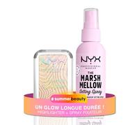 Duo Essentiel Glow Fixé - NYX Professional Makeup - Highlighter Buttermelt Bright and Butta + Spray Fixateur Marshmellow - Teint Mat & Lumineux