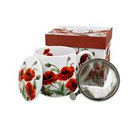 DUO Floral Classic Poppies Tasse 430 ml avec infuseur en porcelaine New Bone China