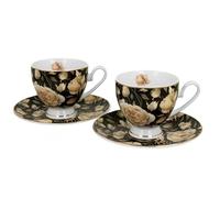 DUO GOLDEN LINE Lot de 2 tasses avec soucoupes 220 ml en porcelaine anglaise Rose Black New Bone China