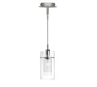 Duo I, suspension double verre Ss Argent satiné / acier chromé, VERRE