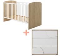 Duo Lit 70x140 et Commode 3 tiroirs Châtaignier naturel Basile