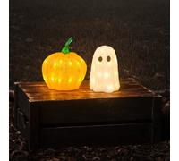 Duo Lumineux Fantôme & Mini Citrouille en Acrylique pour Halloween