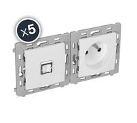 DUO mécanisme prise RJ45 + prise de courant blanche - Gamme CALY - DEBFLEX - 802025
