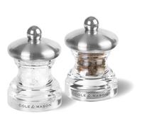 Cole & Mason H302418 Button | Moulins Sel et Poivre | Mouture Réglable/Compact | Acier Inoxydable/Acrylique | 65mm | Comprend 2 x Moulins | Garantie à Vie Du Mécanisme