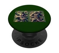 Duo mythique - Guerrier grenouille et dieu lion PopSockets PopGrip Adhésif