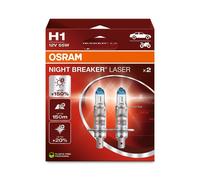 Duo Pack OSRAM H1 12V 55W P14.5s NIGHT BREAKER® LASER Jusqu'à +150% 3400 K