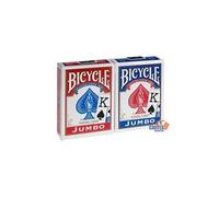 Duo Pack RIDER BACK Jumbo - Bicycle - 2 jeux de 56 cartes toilées plastifiées - format poker - 2 index jumbo