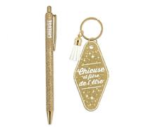 Duo paillettes porte cles motel et stylo chieuse