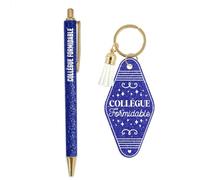 Duo paillettes porte cles motel et stylo collegue formidable