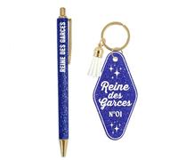 Duo paillettes porte cles motel et stylo garce