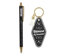Duo paillettes porte cles motel et stylo raleuse