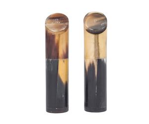 Duo salière et poivrier en corne naturelle - 11cm