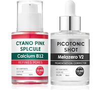 Duo Sérum Cyano Pink Spicule et Ampoule Picotonic Shot, Pores lissés, Améliore l'élasticité de la peau, Unifie le teint et clarifie la peau