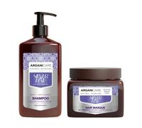 Duo shampooing + masque déjaunisseur cheveux gris et blonds Silver Arganicare